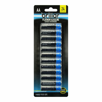 1 Pack of 24 Brillar AA Platinum Alkaline Batteries Long Lasting Power Home