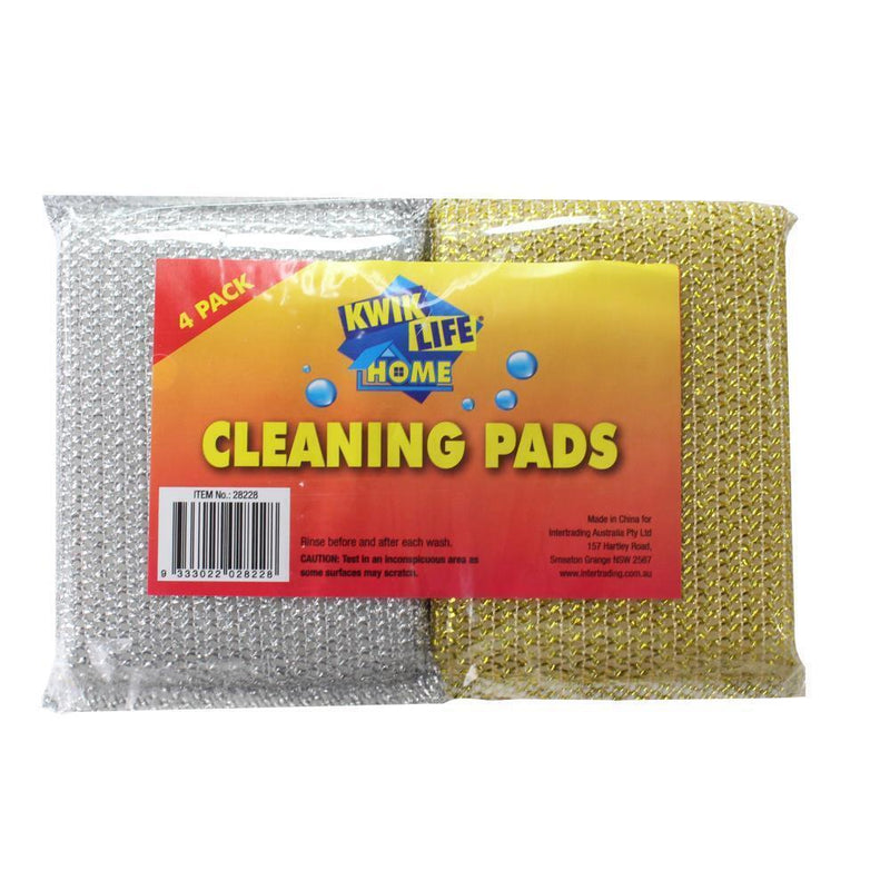 1 Pack of 4 Kwik Life Home Cleaning Pads Brush Scrubber Sponge Scourer Payday Deals