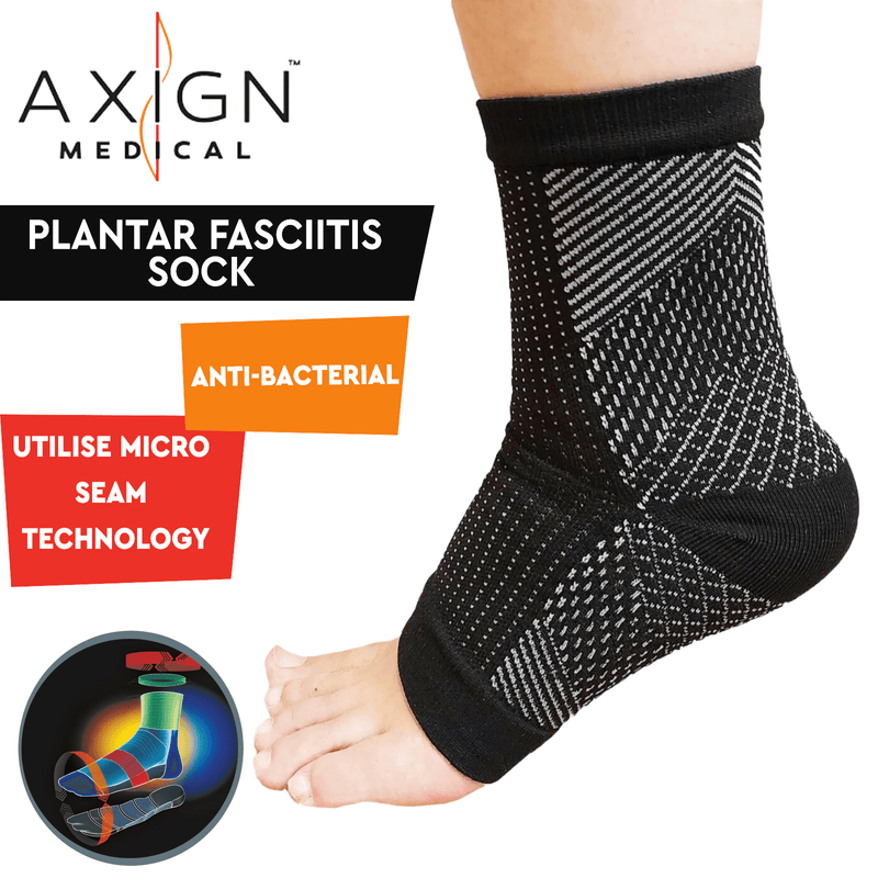 1 Pair AXIGN Medical Plantar Fasciitis Compression Sock Ankle Sleeve Support - Black Payday Deals