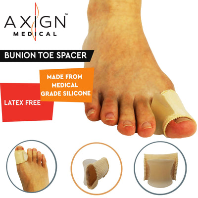 1 Pair Axign Medical Silicone Bunion Toe Spacer w Fit Sleeve Joint Pain Support Payday Deals