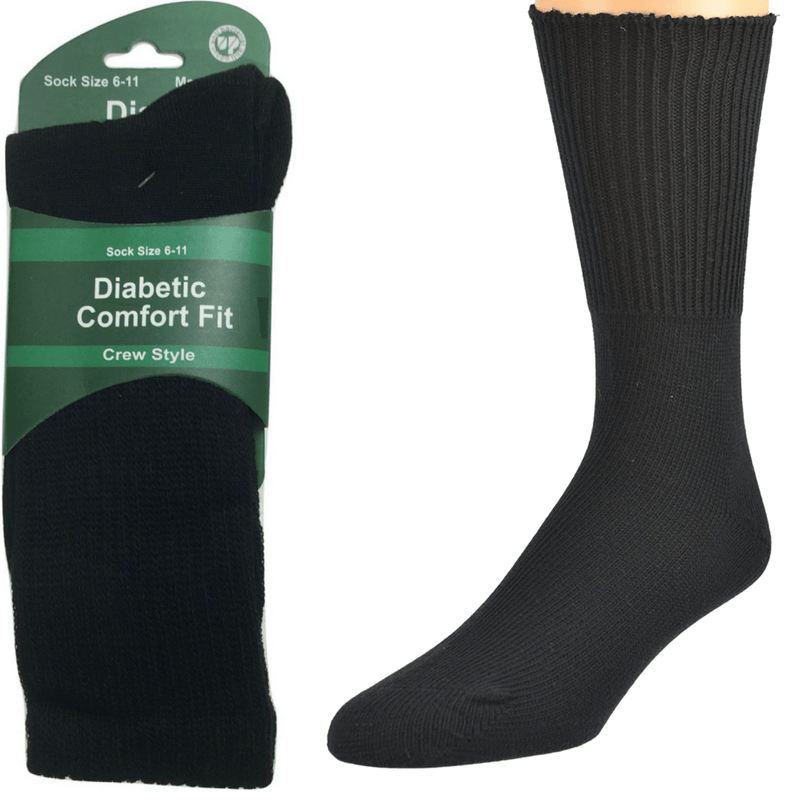 1 Pair DIABETIC BAMBOO Socks Work Socks Medical Loose Top Crew Cushion BLACK Payday Deals