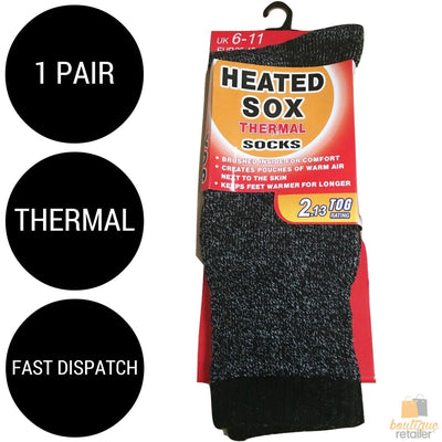 1 Pair Mens THERMAL HEATED SOCKS Warm Winter Comfort Mens Work Sox Ski - 6-11 UK Payday Deals