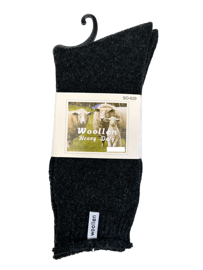 1 Pair Premium Mens Wool Heavy Duty Thick Work Socks Cushion Woolen - Black