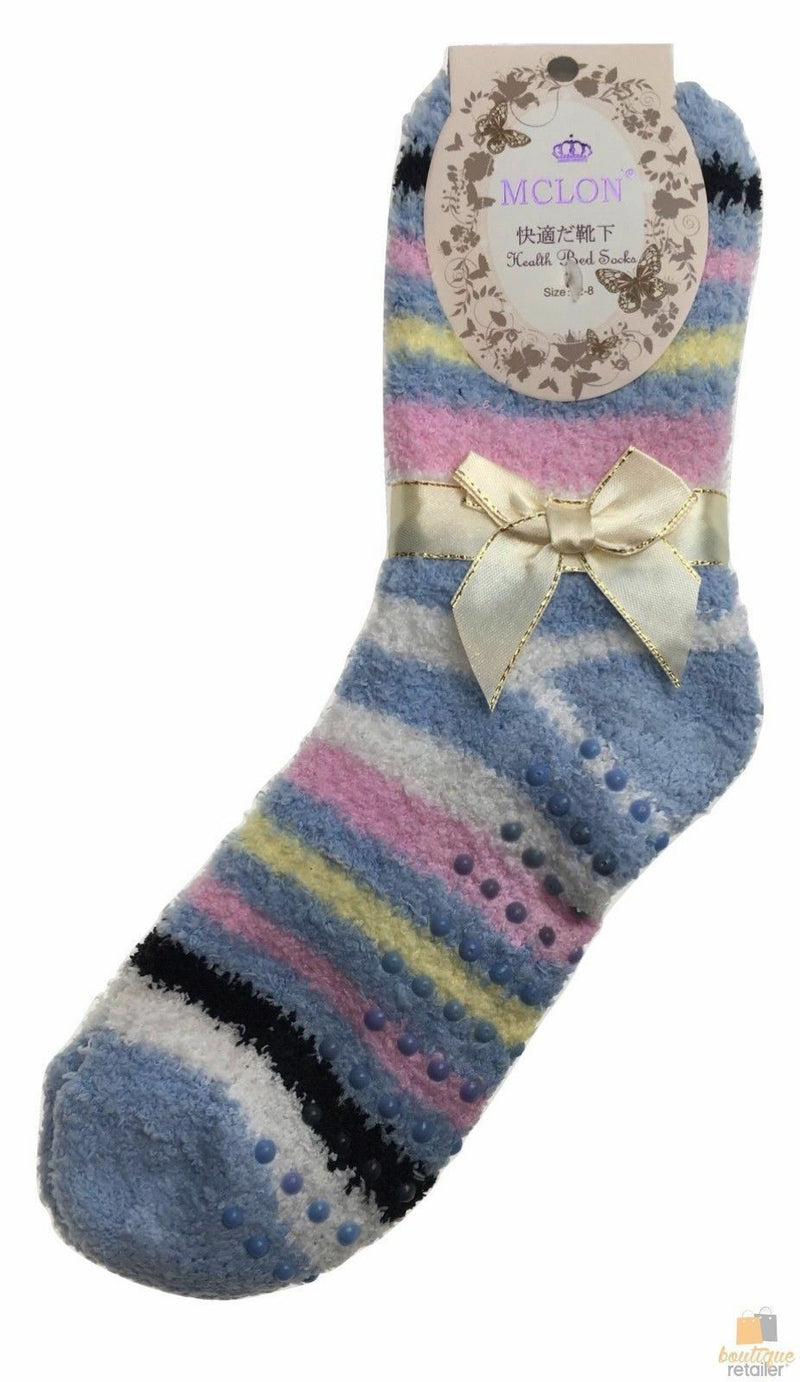 1 Pair Womens Fuzzy Bed Socks Soft Fur Grip Fluffy Slipper Non Slip - One Size Payday Deals