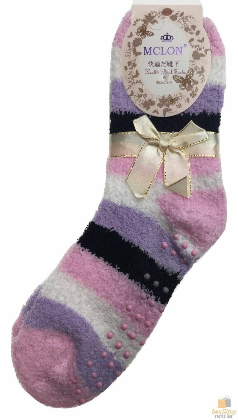 1 Pair Womens Fuzzy Bed Socks Soft Fur Grip Fluffy Slipper Non Slip - One Size Payday Deals