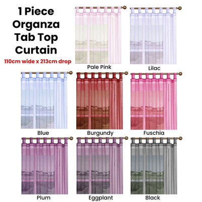 1 Piece Organza Tab Top Curtain 110 x 213 cm Plum Payday Deals