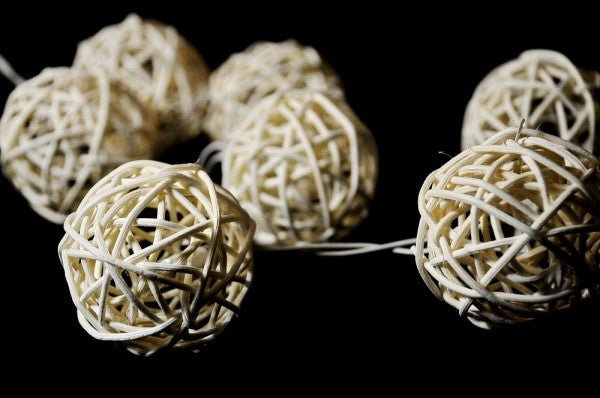 1 Set of 20 LED Cream White 5cm Rattan Cane Ball Battery Powered String Lights Christmas Gift Home Wedding Party Bedroom Decoration Table Centrepiece Payday Deals