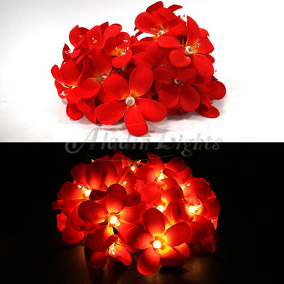 1 Set of 20 LED Deep Red Frangipani Flower Battery String Lights Christmas Gift Home Wedding Party Decoration Outdoor Table Garland Wreath Payday Deals