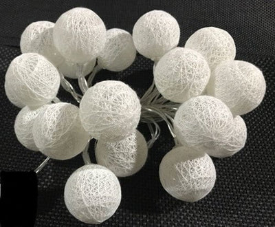 1 Set of 20 LED White 5cm Cotton Ball Battery Powered String Lights Christmas Gift Home Wedding Party Bedroom Decoration Outdoor Indoor Table Centrepiece Payday Deals