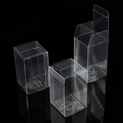 10 Pack of 5x8cm Clear PVC Plastic Folding Packaging Small rectangle/square Boxes for Wedding Jewelry Gift Party Favor Model Candy Chocolate Soap Box Payday Deals