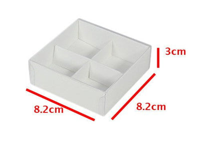 10 Pack of White Card Chocolate Sweet Soap Product Reatail Gift Box - 4 Bay Compartments - Clear Slide On Lid - 8x8x3cm Payday Deals