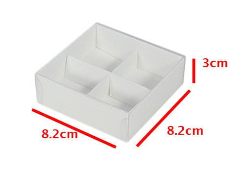 10 Pack of White Card Chocolate Sweet Soap Product Reatail Gift Box - 4 Bay Compartments - Clear Slide On Lid - 8x8x3cm Payday Deals