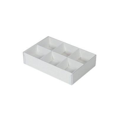 10 Pack of White Card Chocolate Sweet Soap Product Reatail Gift Box - 6 Bay Compartments - Clear Slide On Lid - 12x8x3cm Payday Deals