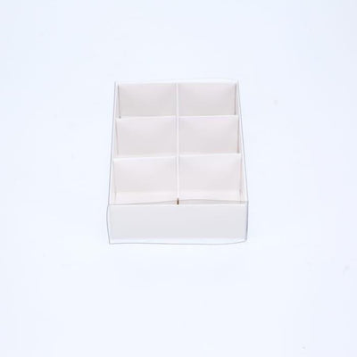 10 Pack of White Card Chocolate Sweet Soap Product Reatail Gift Box - 6 Bay Compartments - Clear Slide On Lid - 12x8x3cm Payday Deals