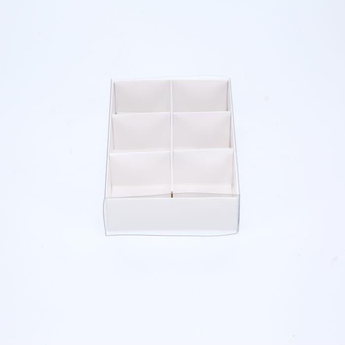 10 Pack of White Card Chocolate Sweet Soap Product Reatail Gift Box - 6 Bay Compartments - Clear Slide On Lid - 12x8x3cm Payday Deals