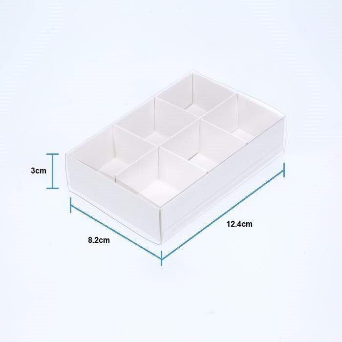 10 Pack of White Card Chocolate Sweet Soap Product Reatail Gift Box - 6 Bay Compartments - Clear Slide On Lid - 12x8x3cm Payday Deals