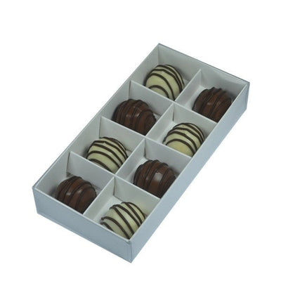 10 Pack of White Card Chocolate Sweet Soap Product Reatail Gift Box - 8 bay 3cm Compartments - Clear Slide On Lid - 16x8x3cm Payday Deals