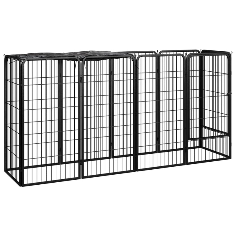 10-Panel Dog Playpen Black 50x100 cm Powder-coated Steel Payday Deals