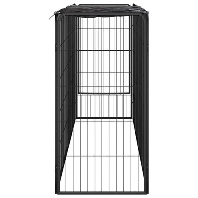 10-Panel Dog Playpen Black 50x100 cm Powder-coated Steel Payday Deals