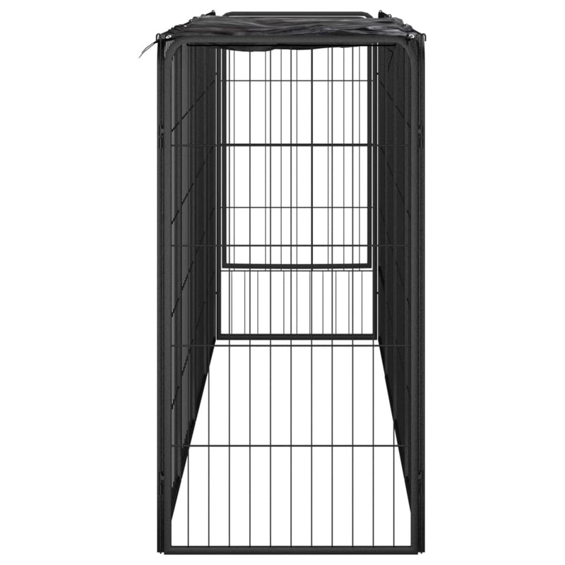 10-Panel Dog Playpen Black 50x100 cm Powder-coated Steel Payday Deals
