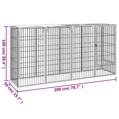 10-Panel Dog Playpen Black 50x100 cm Powder-coated Steel Payday Deals