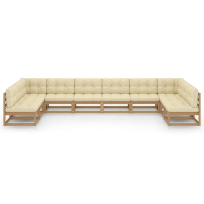 10 Piece Garden Lounge Set&Cushions Honey Brown Solid Pinewood Payday Deals