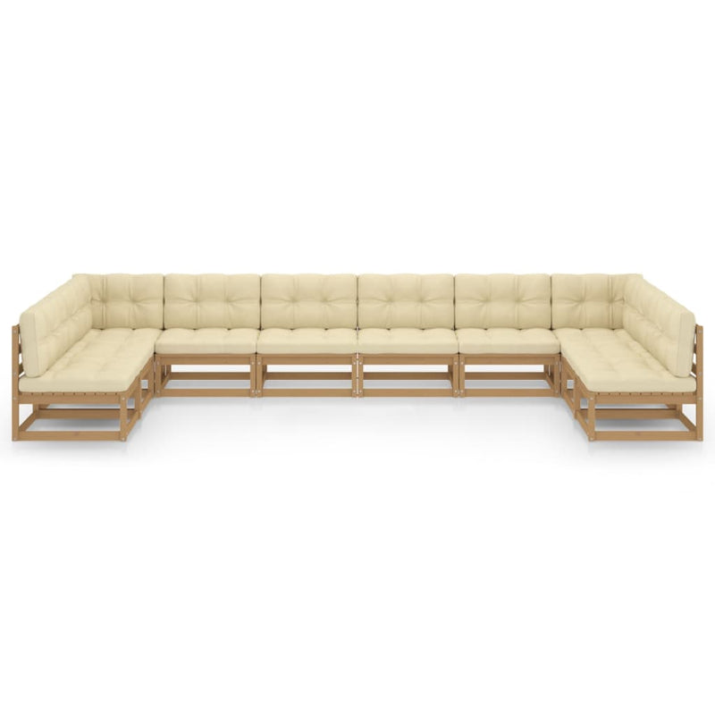 10 Piece Garden Lounge Set&Cushions Honey Brown Solid Pinewood Payday Deals