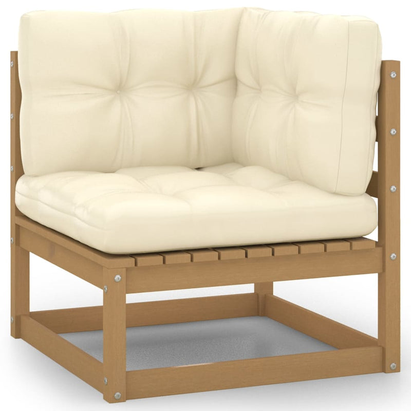 10 Piece Garden Lounge Set&Cushions Honey Brown Solid Pinewood Payday Deals