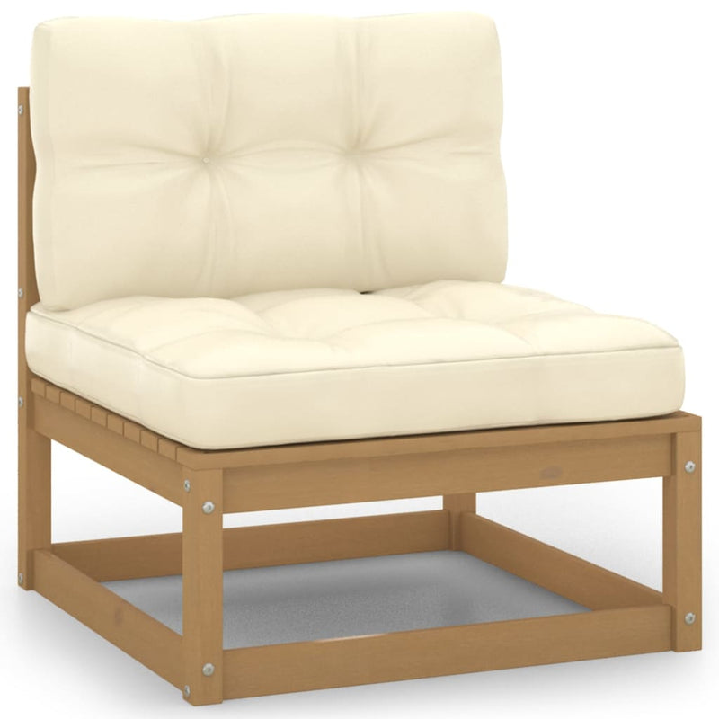 10 Piece Garden Lounge Set&Cushions Honey Brown Solid Pinewood Payday Deals