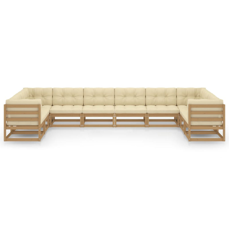 10 Piece Garden Lounge Set&Cushions Honey Brown Solid Pinewood Payday Deals
