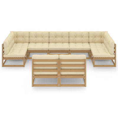10 Piece Garden Lounge Set&Cushions Honey Brown Solid Pinewood Payday Deals