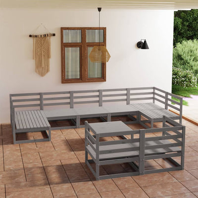 10 Piece Garden Lounge Set Solid Pinewood