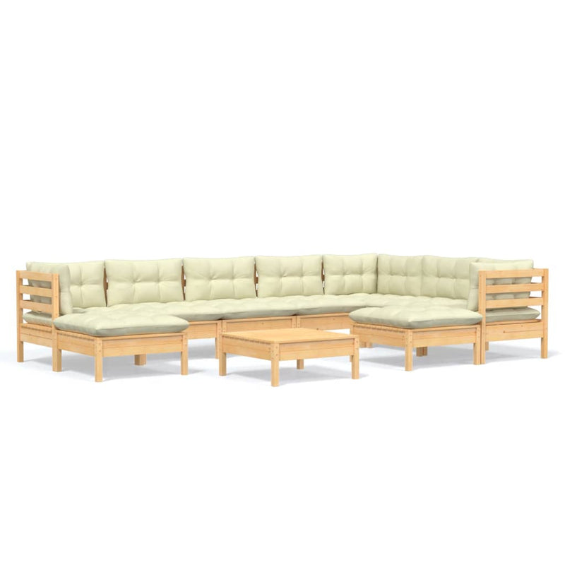 10 Piece Garden Lounge Set with Cream Cushions Solid Pinewood Payday Deals