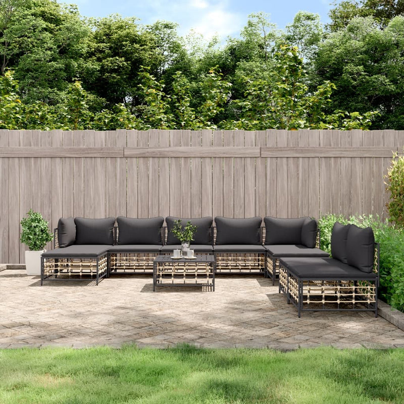 10 Piece Garden Lounge Set with Cushions Anthracite Poly Rattan Payday Deals