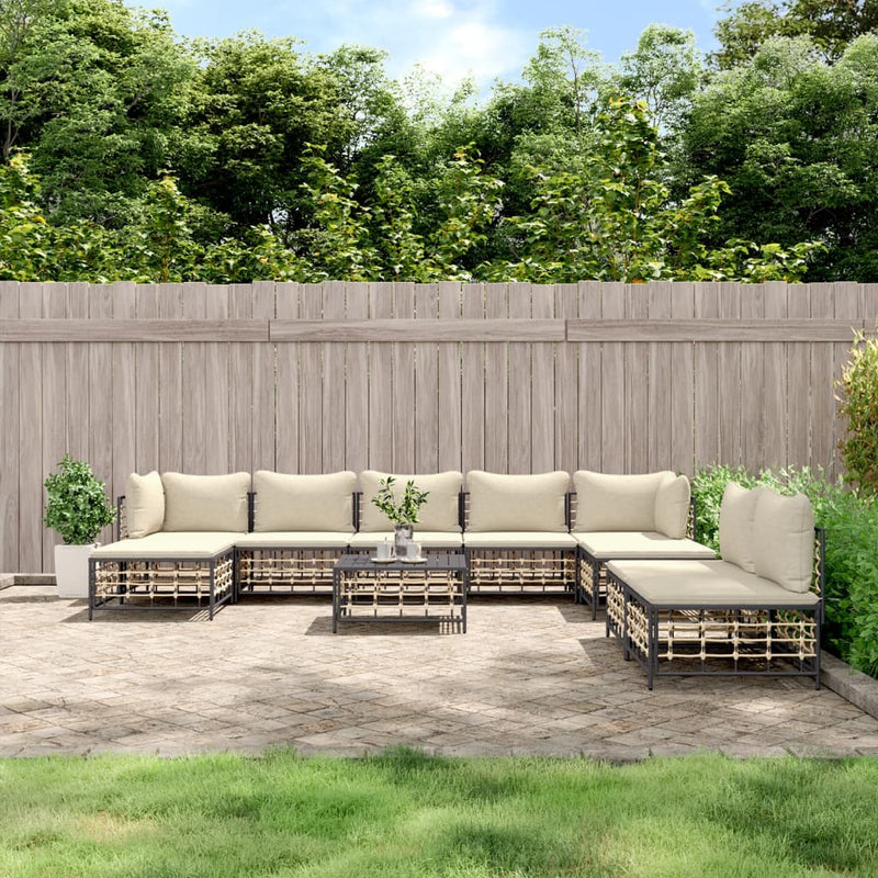 10 Piece Garden Lounge Set with Cushions Anthracite Poly Rattan Payday Deals