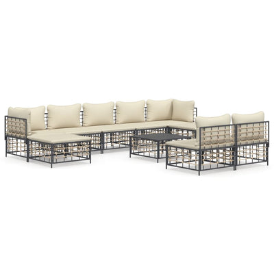 10 Piece Garden Lounge Set with Cushions Anthracite Poly Rattan Payday Deals