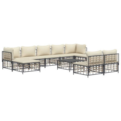 10 Piece Garden Lounge Set with Cushions Anthracite Poly Rattan Payday Deals