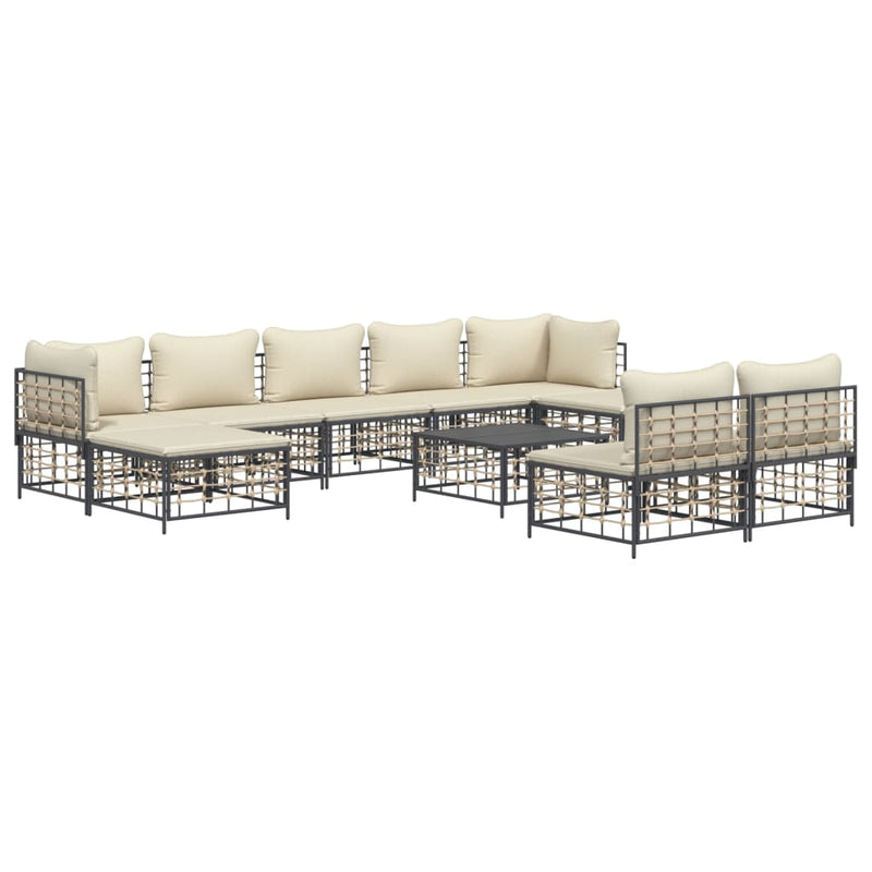 10 Piece Garden Lounge Set with Cushions Anthracite Poly Rattan Payday Deals