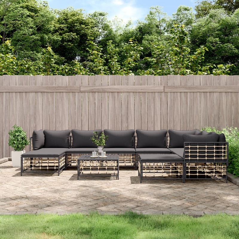 10 Piece Garden Lounge Set with Cushions Anthracite Poly Rattan Payday Deals