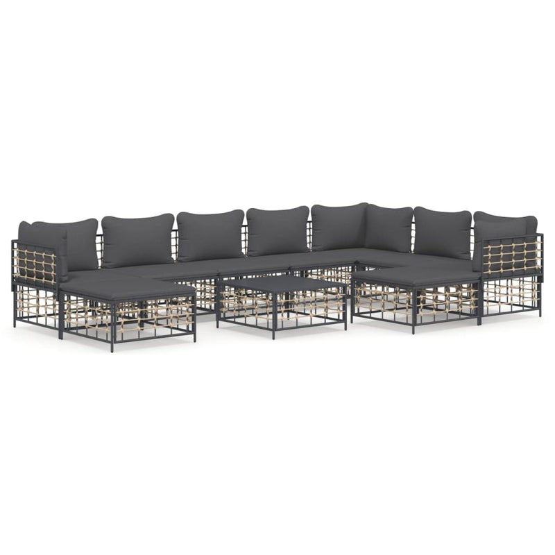 10 Piece Garden Lounge Set with Cushions Anthracite Poly Rattan Payday Deals