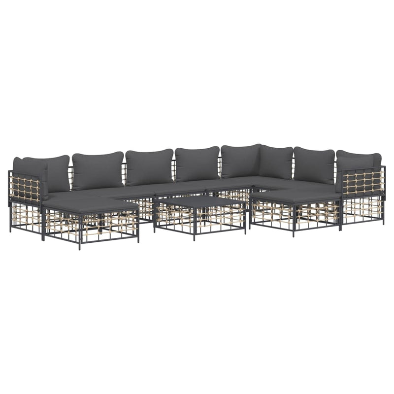 10 Piece Garden Lounge Set with Cushions Anthracite Poly Rattan Payday Deals