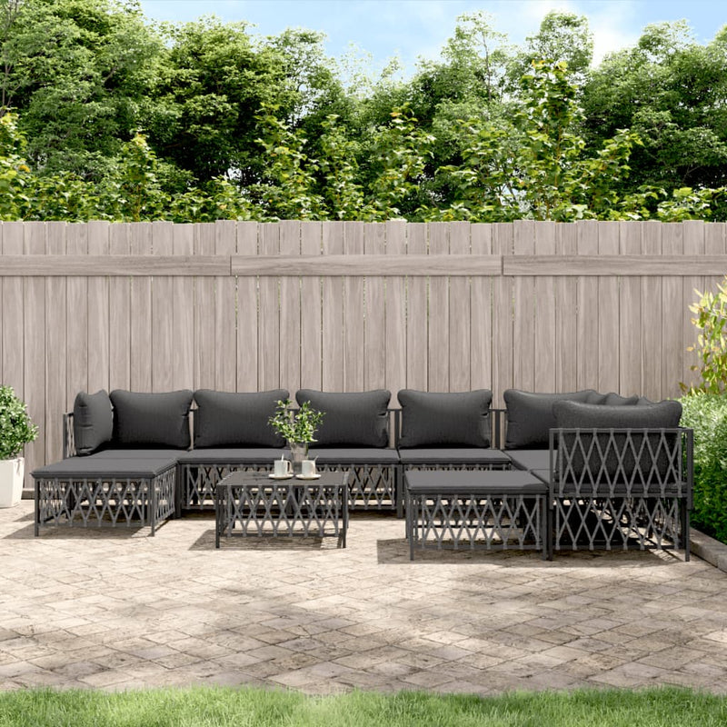 10 Piece Garden Lounge Set with Cushions Anthracite Steel Payday Deals