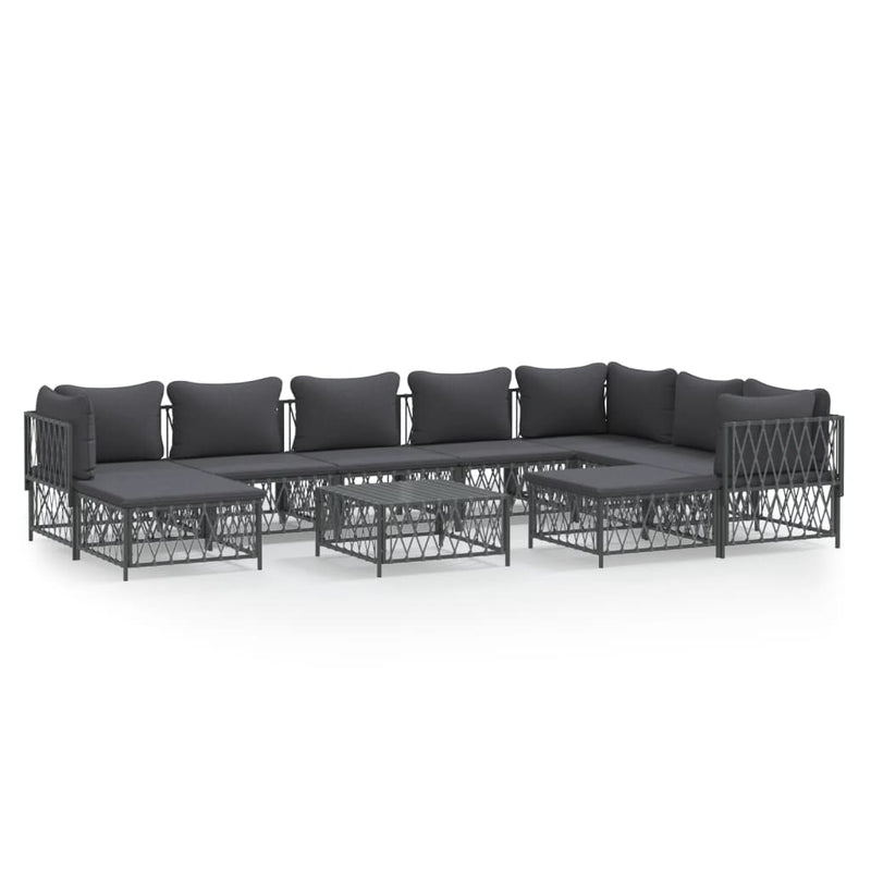 10 Piece Garden Lounge Set with Cushions Anthracite Steel Payday Deals