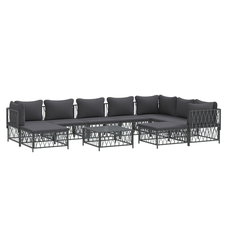 10 Piece Garden Lounge Set with Cushions Anthracite Steel Payday Deals