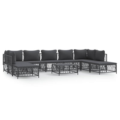 10 Piece Garden Lounge Set with Cushions Anthracite Steel Payday Deals