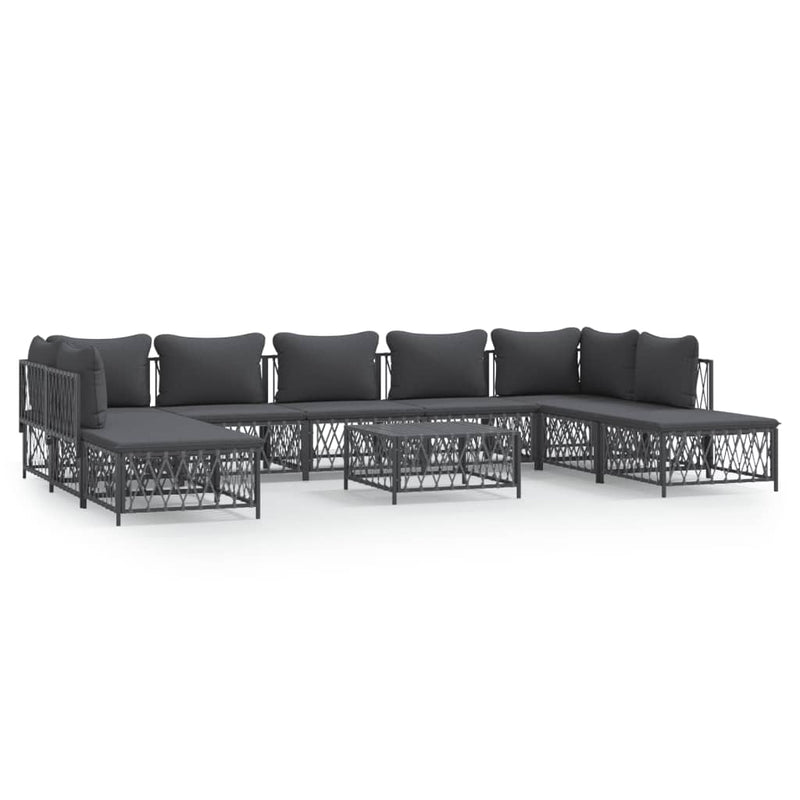 10 Piece Garden Lounge Set with Cushions Anthracite Steel Payday Deals