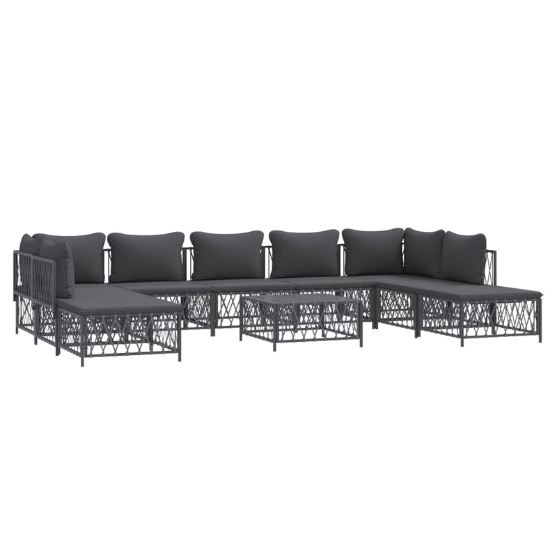 10 Piece Garden Lounge Set with Cushions Anthracite Steel Payday Deals