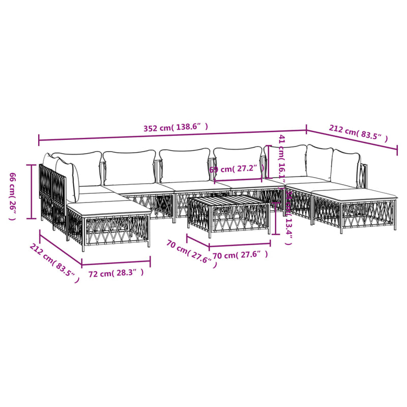 10 Piece Garden Lounge Set with Cushions Anthracite Steel Payday Deals