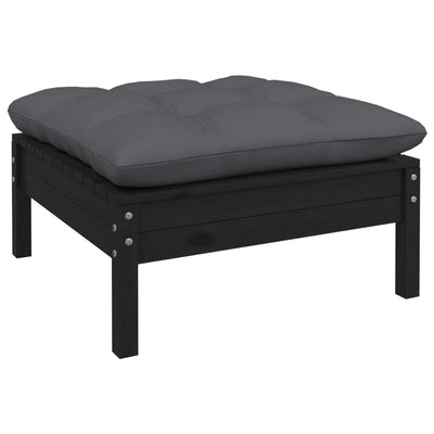 10 Piece Garden Lounge Set with Cushions Black Pinewood Payday Deals