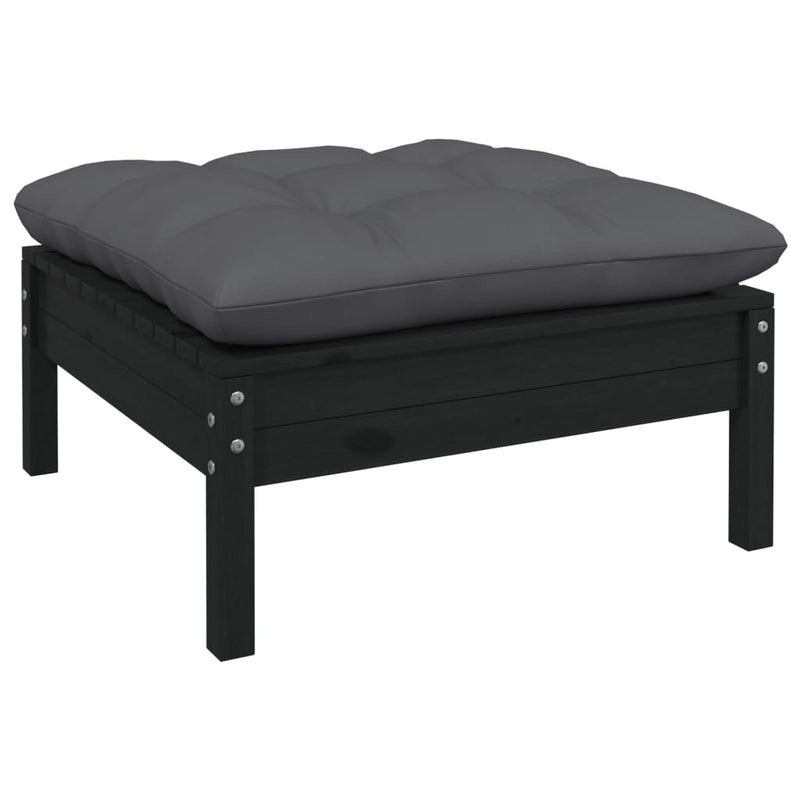 10 Piece Garden Lounge Set with Cushions Black Pinewood Payday Deals